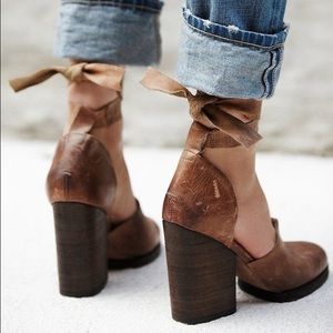 Free People leather ankle tie heels